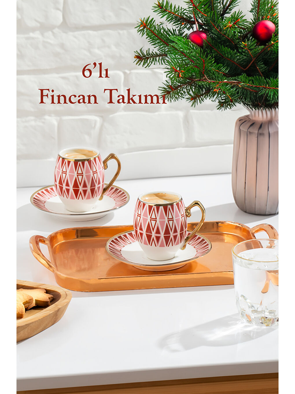 Beyaz Mariposa Altın Yaldızlı 6 Kişilik Fincan Seti 12 Parça Türk Kahvesi Takımı Kahve Fincanı