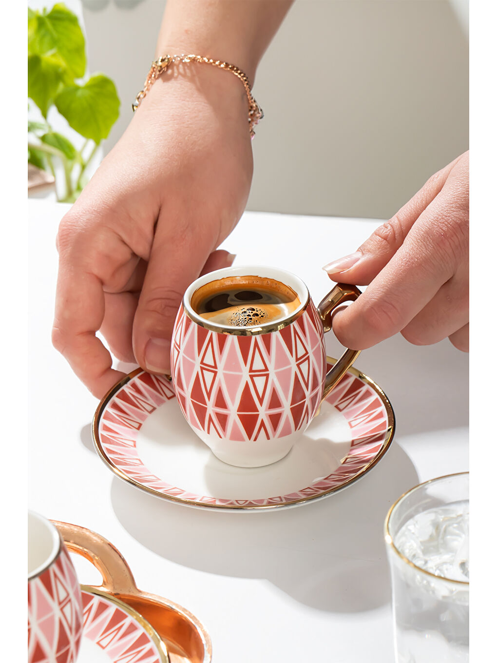 Beyaz Mariposa Altın Yaldızlı 6 Kişilik Fincan Seti 12 Parça Türk Kahvesi Takımı Kahve Fincanı-1