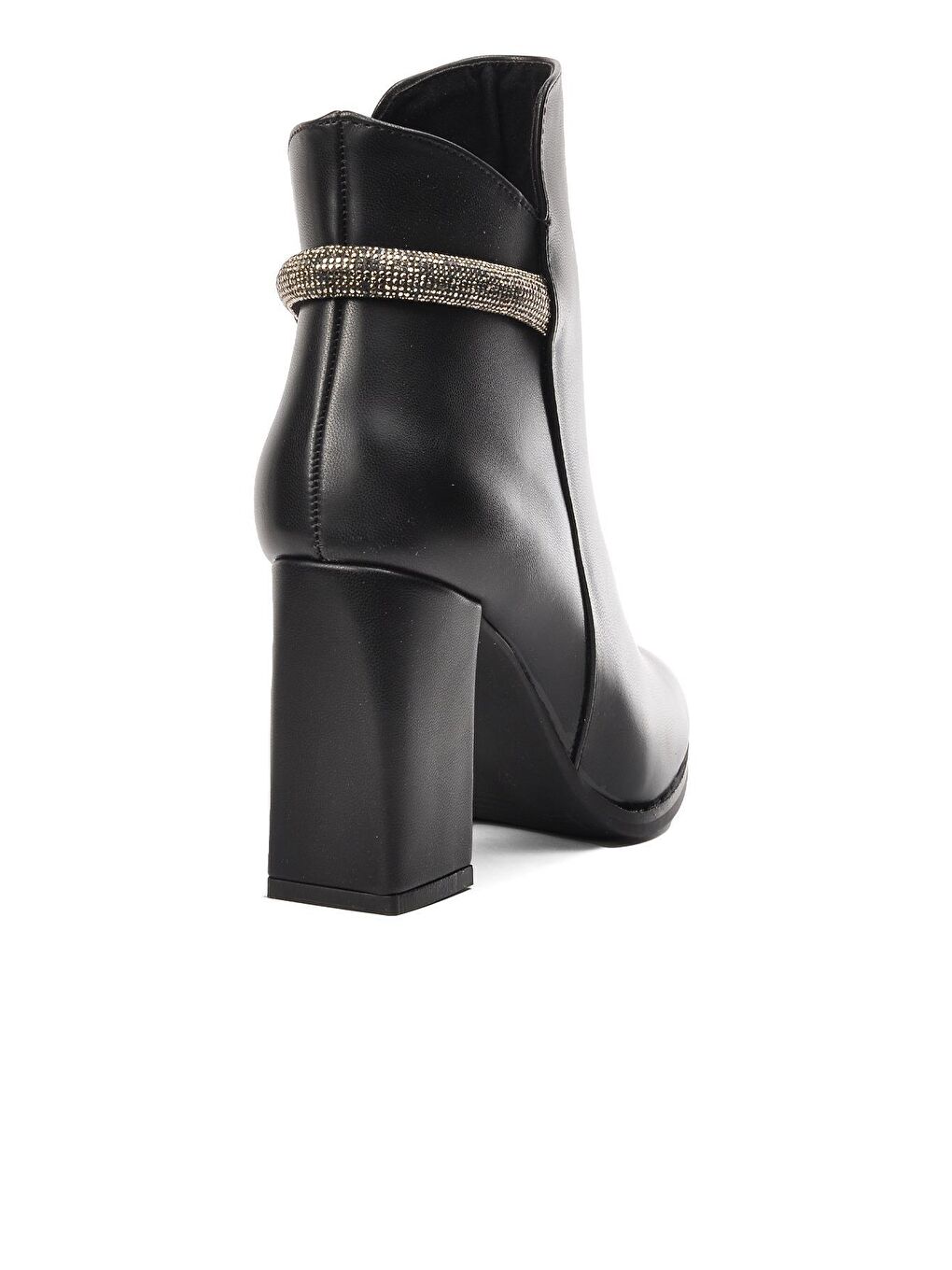 K1037 Siyah Kadın Taşlı Topuklu Bot-3