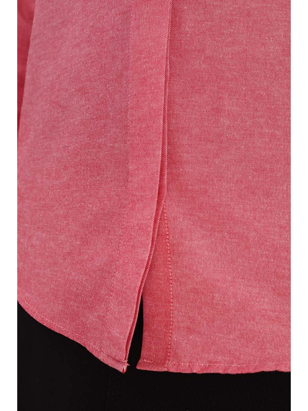 Kırmızı Nar Çiçeği Basic Gizli Patlı Gömlek-4