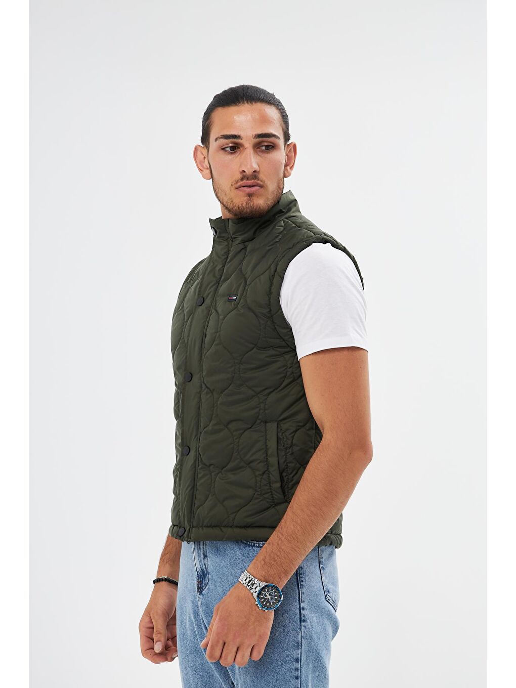 Haki Erkek Soğan Desen Kapitone  Yelek KY-3000-2