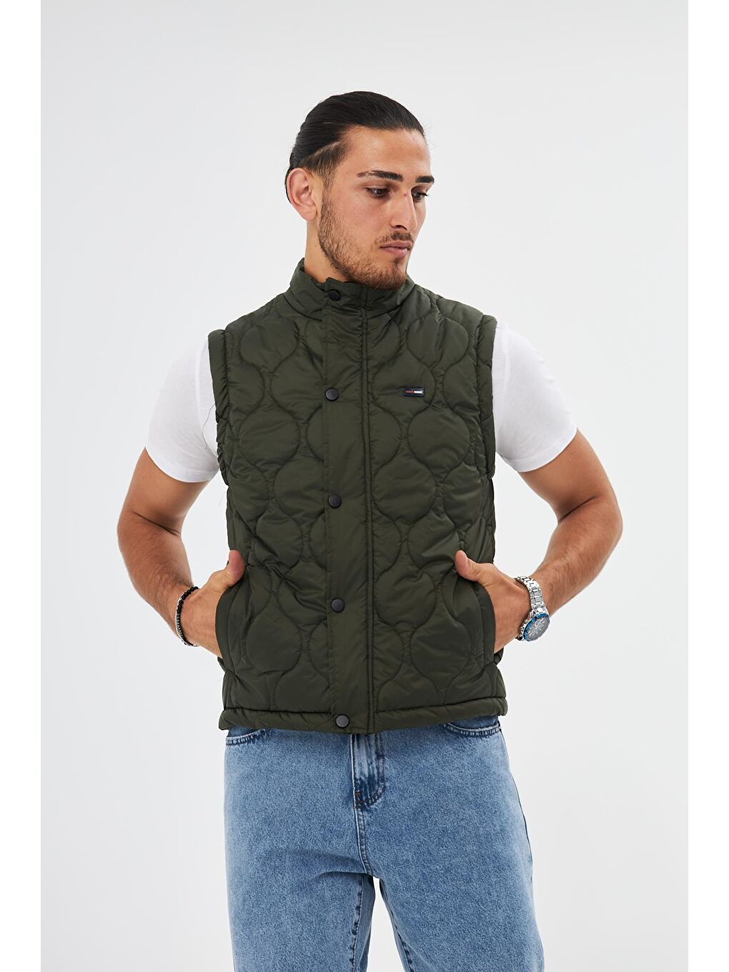 Haki Erkek Soğan Desen Kapitone  Yelek KY-3000-4