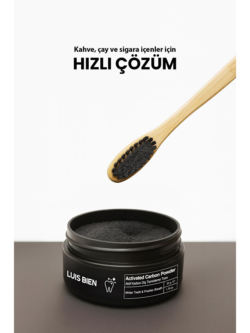 Aktif Karbon Diş Temizleme Tozu 50 gr + Bambu Diş Fırçası Set-3