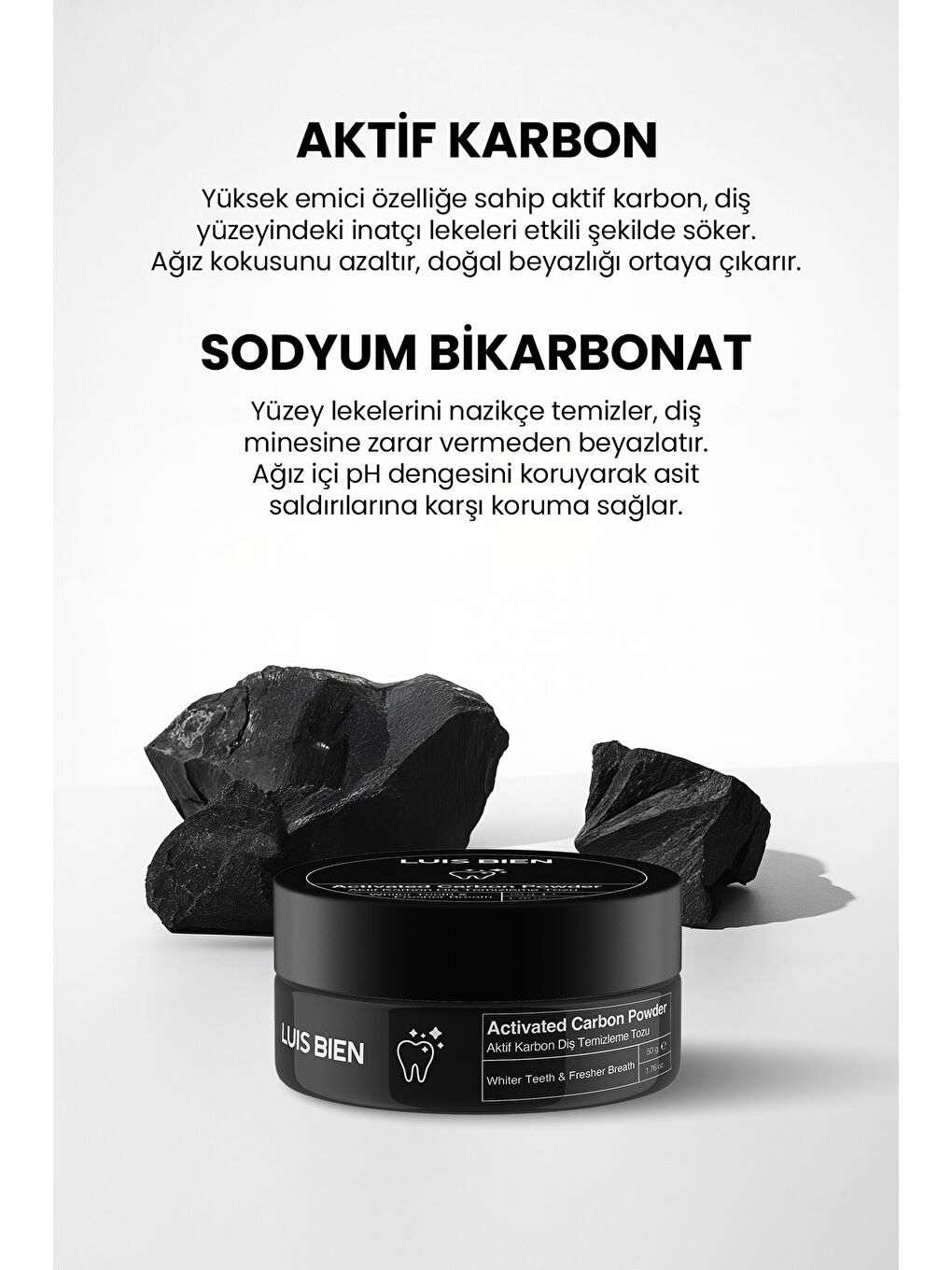 Aktif Karbon Diş Temizleme Tozu 50 gr + Bambu Diş Fırçası Set-4