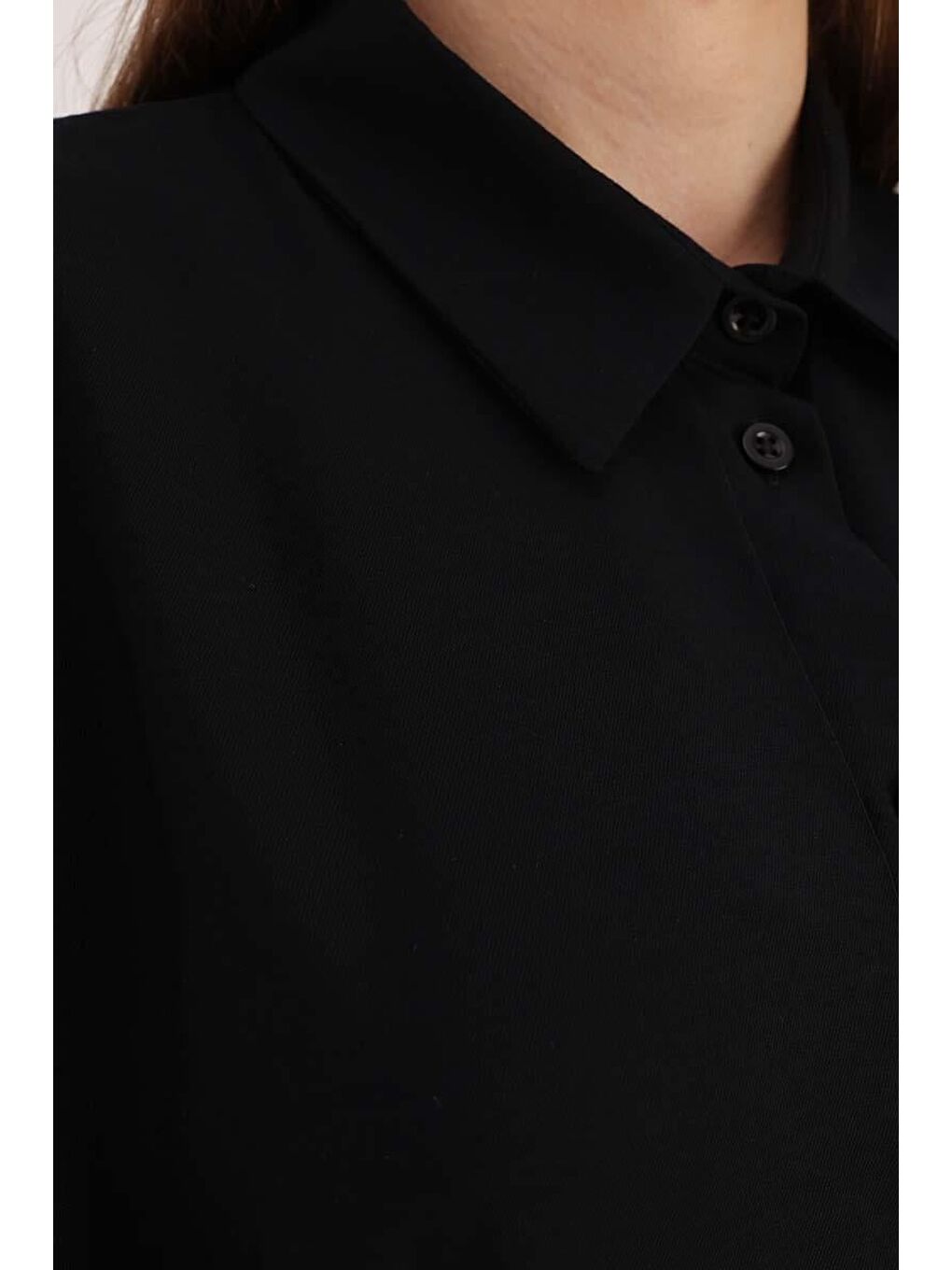 Siyah Oversize Basic Gömlek-4