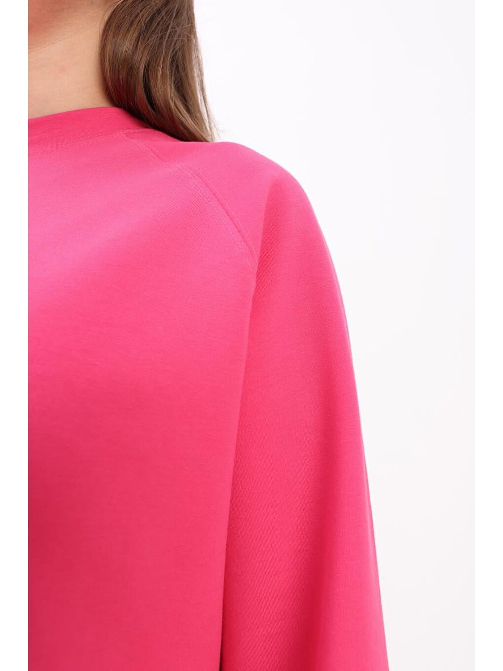 Fuşya Bisiklet Yaka Reglan Kol Sweatshirt-4