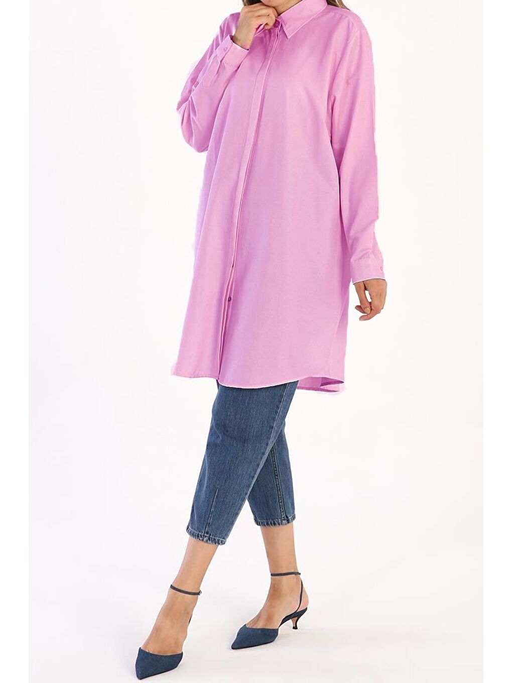 Açık Pembe-Gizli Patlı Gömlek-1