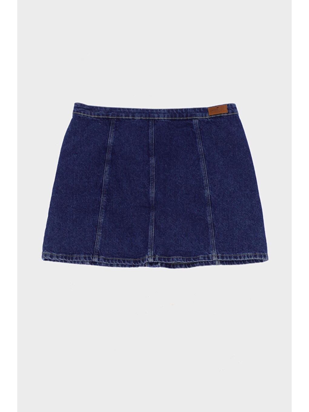 Koyu Mavi Yüksek Bel Patı Düğmeli Mini Jean Etek C 4532-029-1