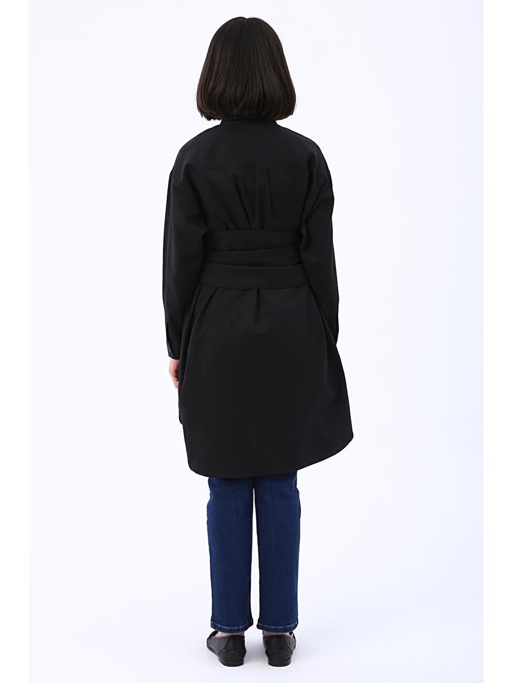 Siyah Kuşaklı Rahat Kalıp Gömlek Tunik-3