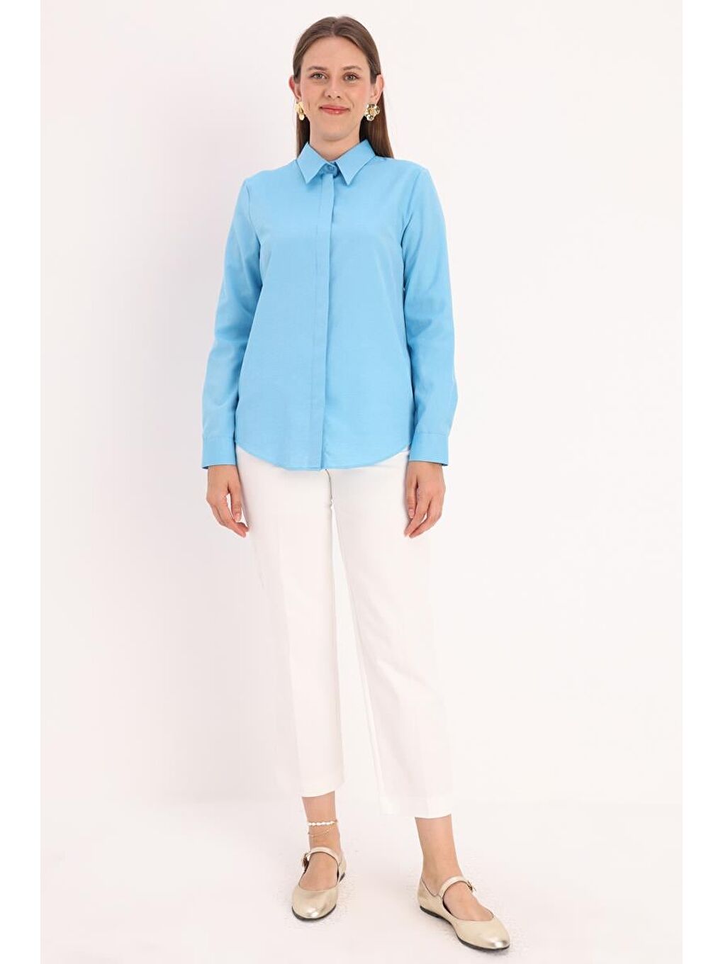 Turkuaz Basic Gizli Patlı Gömlek-1
