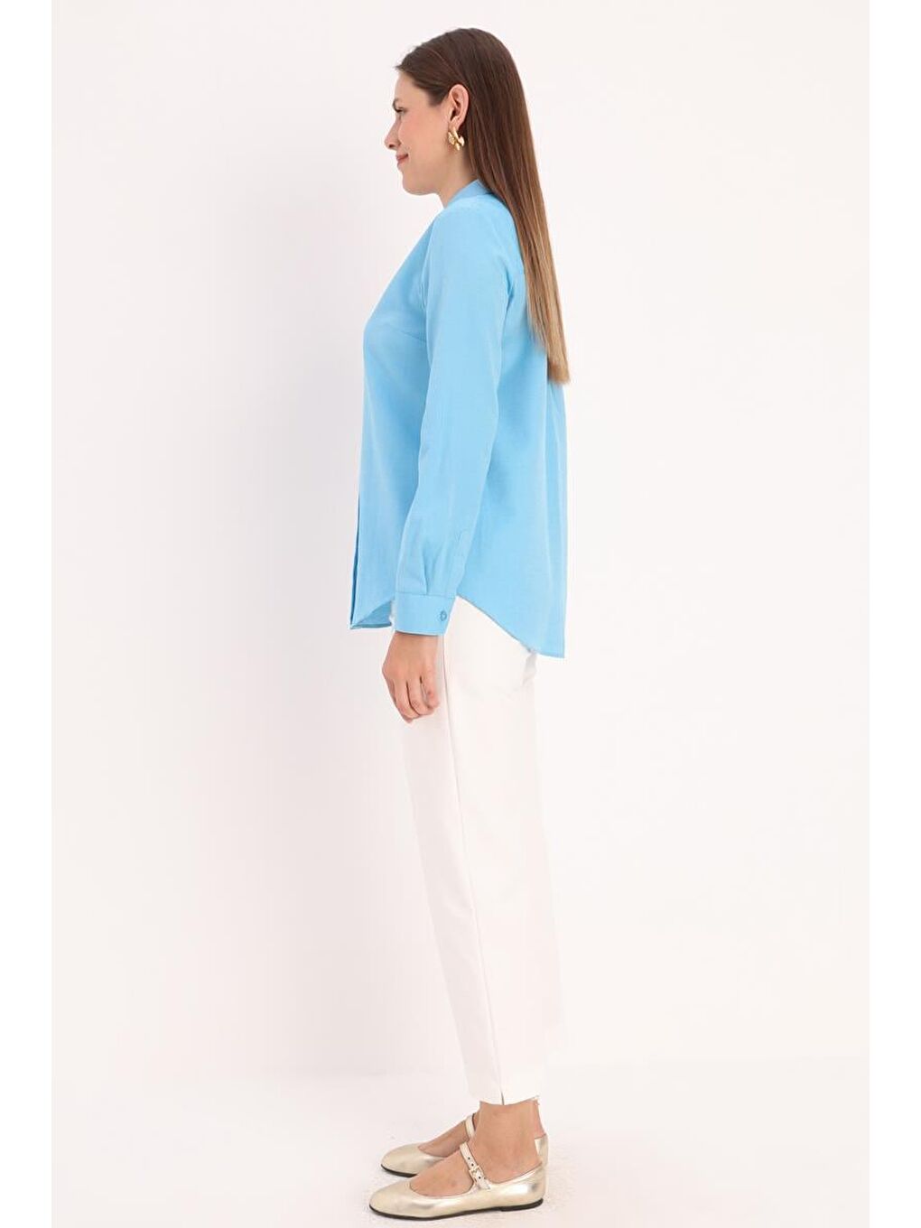 Turkuaz Basic Gizli Patlı Gömlek-2