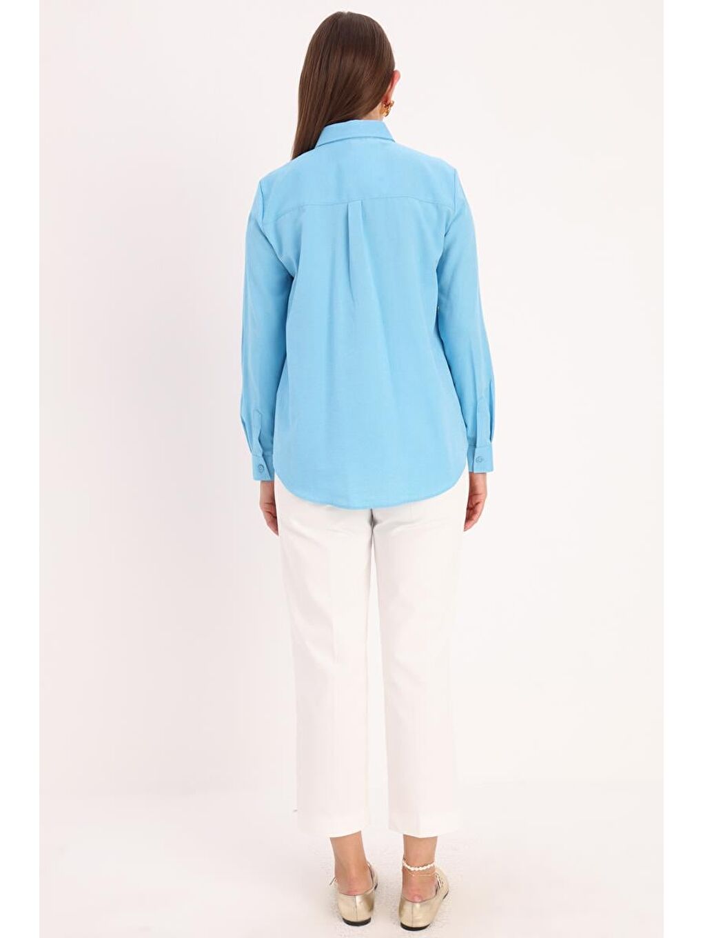 Turkuaz Basic Gizli Patlı Gömlek-3