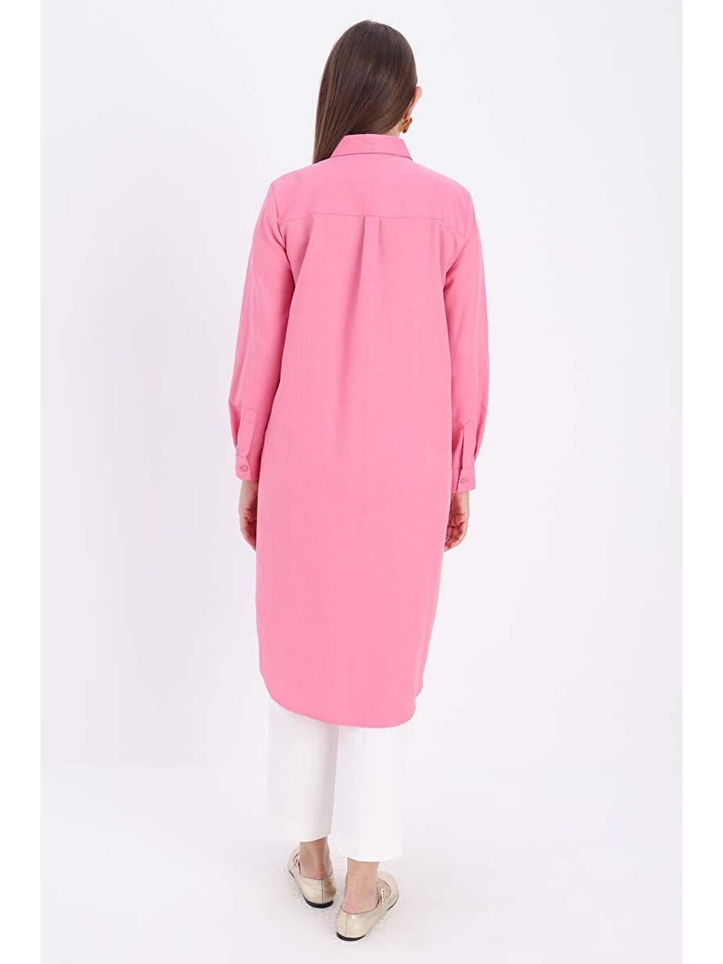 Pembe-Gizli Patlı Uzun Gömlek-3