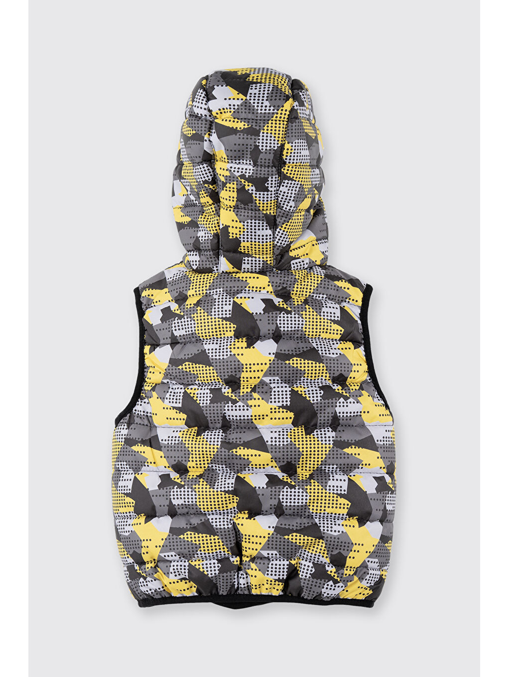 Erkek Bebek Desenli Kapüşonlu Şişme Siyah Yelek-2