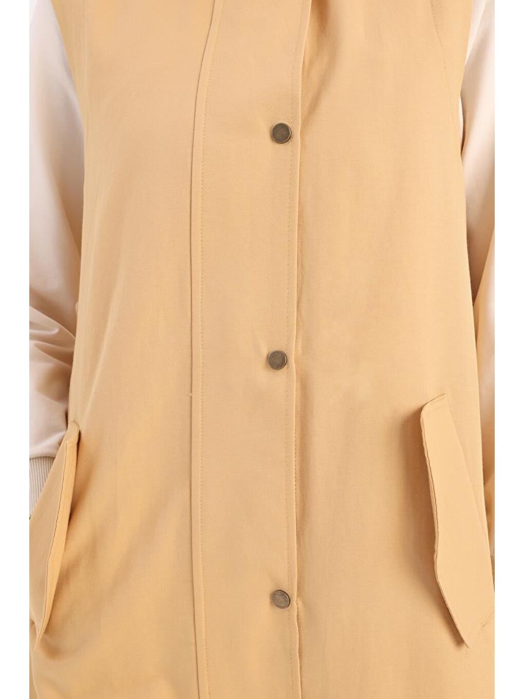 Sarı Kapüşonlu Çıtçıtlı Yelek-5