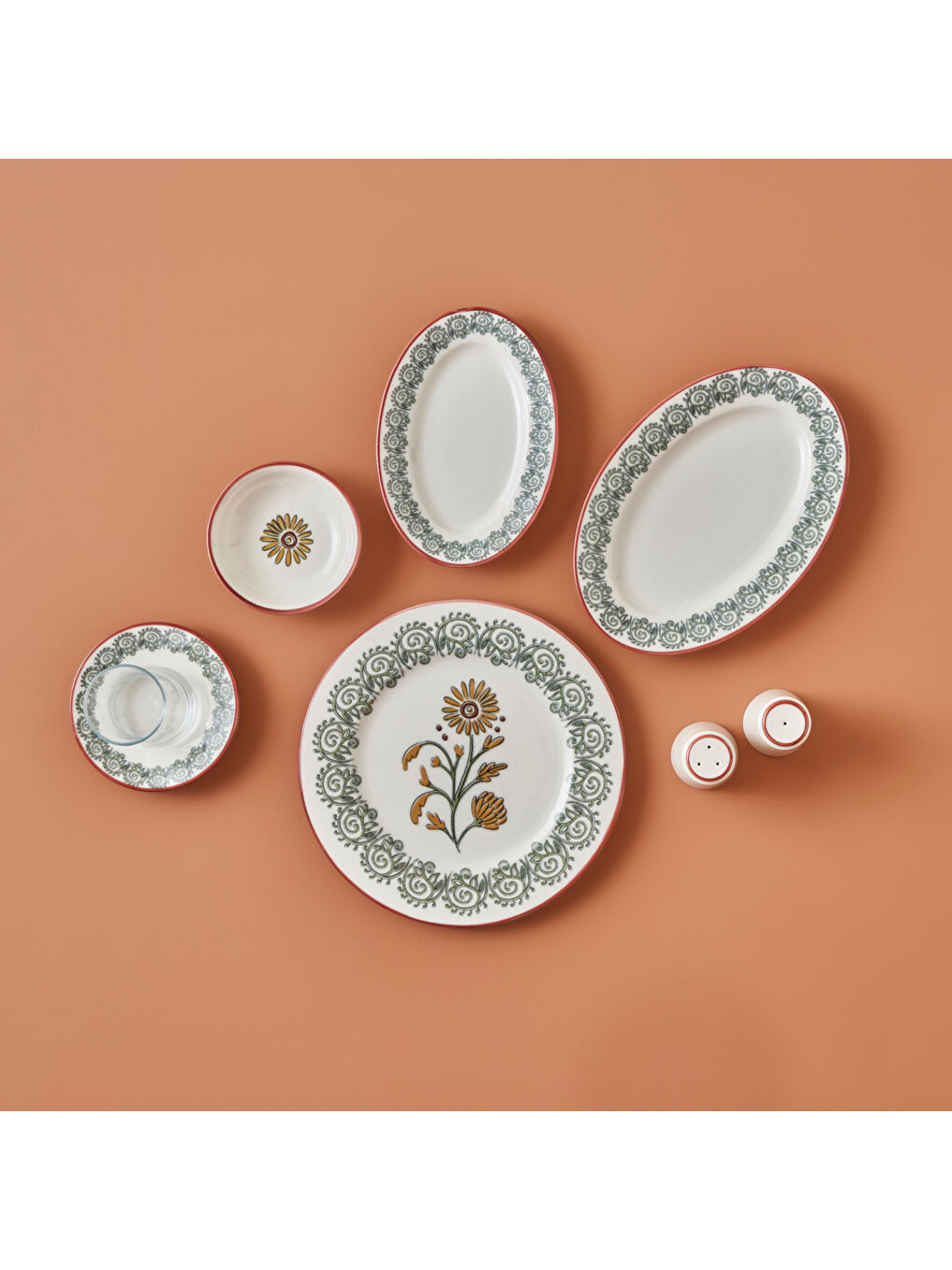 Indian Porselen 26 Parça Kahvaltı Takımı Bordo-5