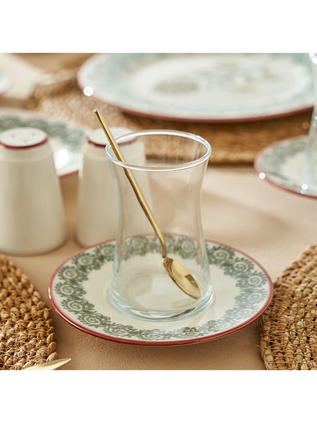 Indian Porselen 26 Parça Kahvaltı Takımı Bordo-4