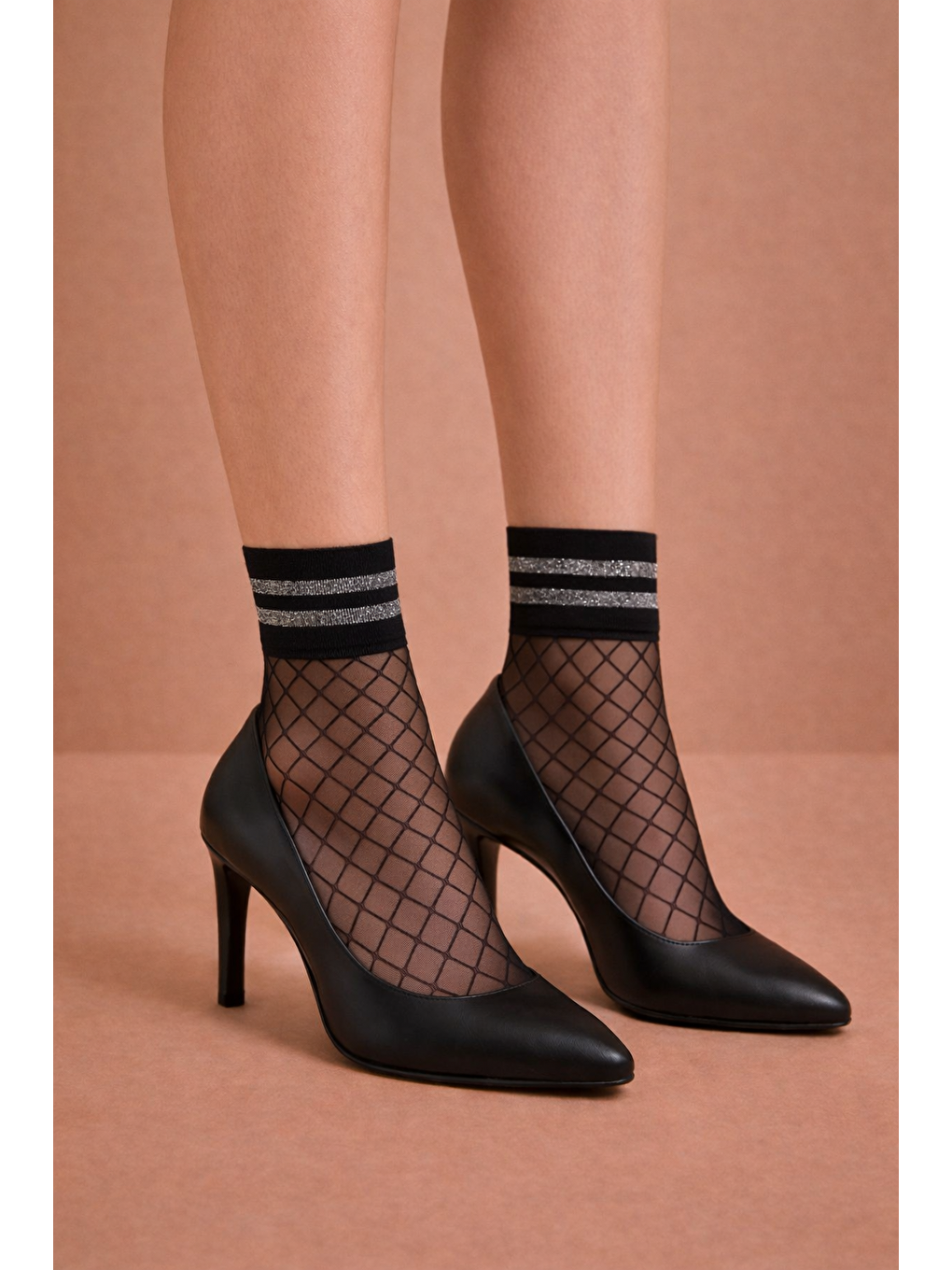 Kadın File Ince Soket Çorap Siyah