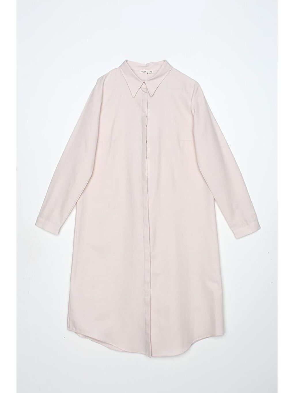 Açık Pembe-Gizli Patlı Uzun Gömlek-5