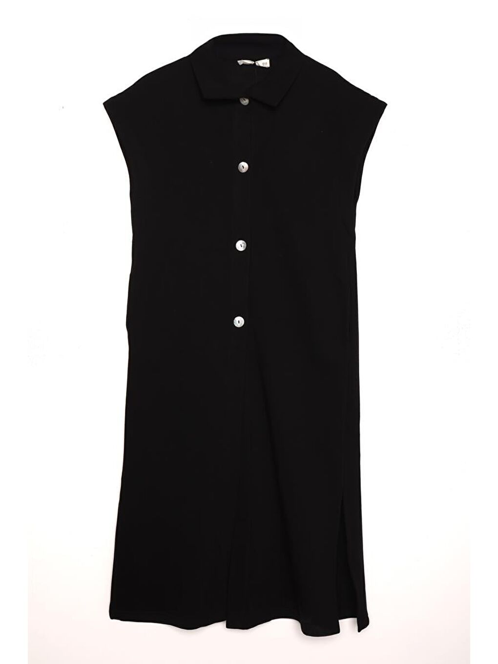 Siyah Dik Yaka Yırtmaçlı Şardonlu Yelek-5