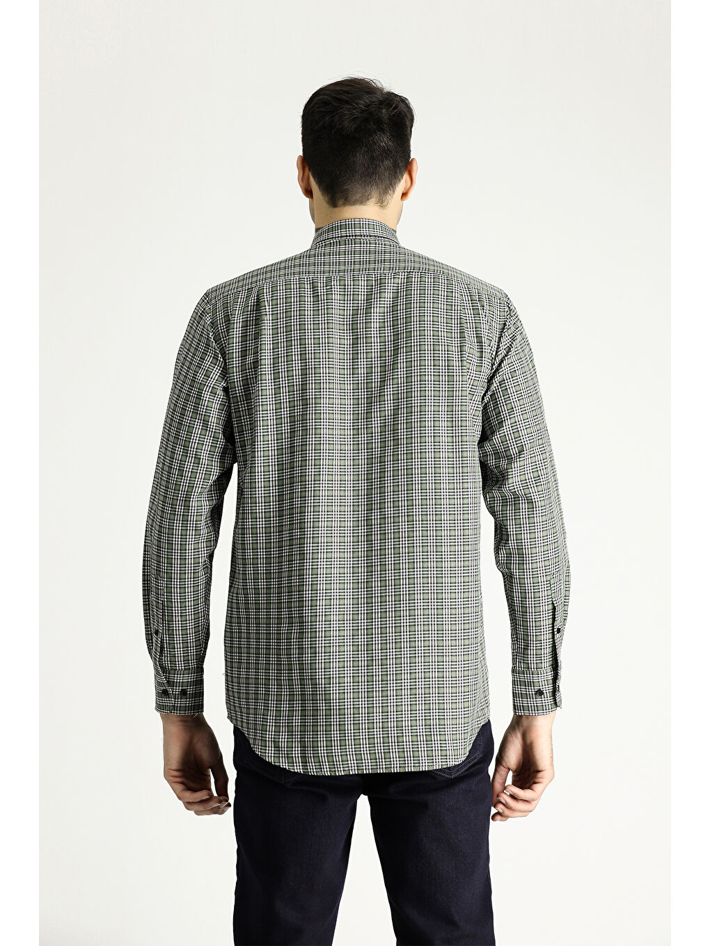 Yeşil Uzun Kol Regular Fit Oduncu Ekose Pamuklu Kolay Ütülenebilir Gömlek-4