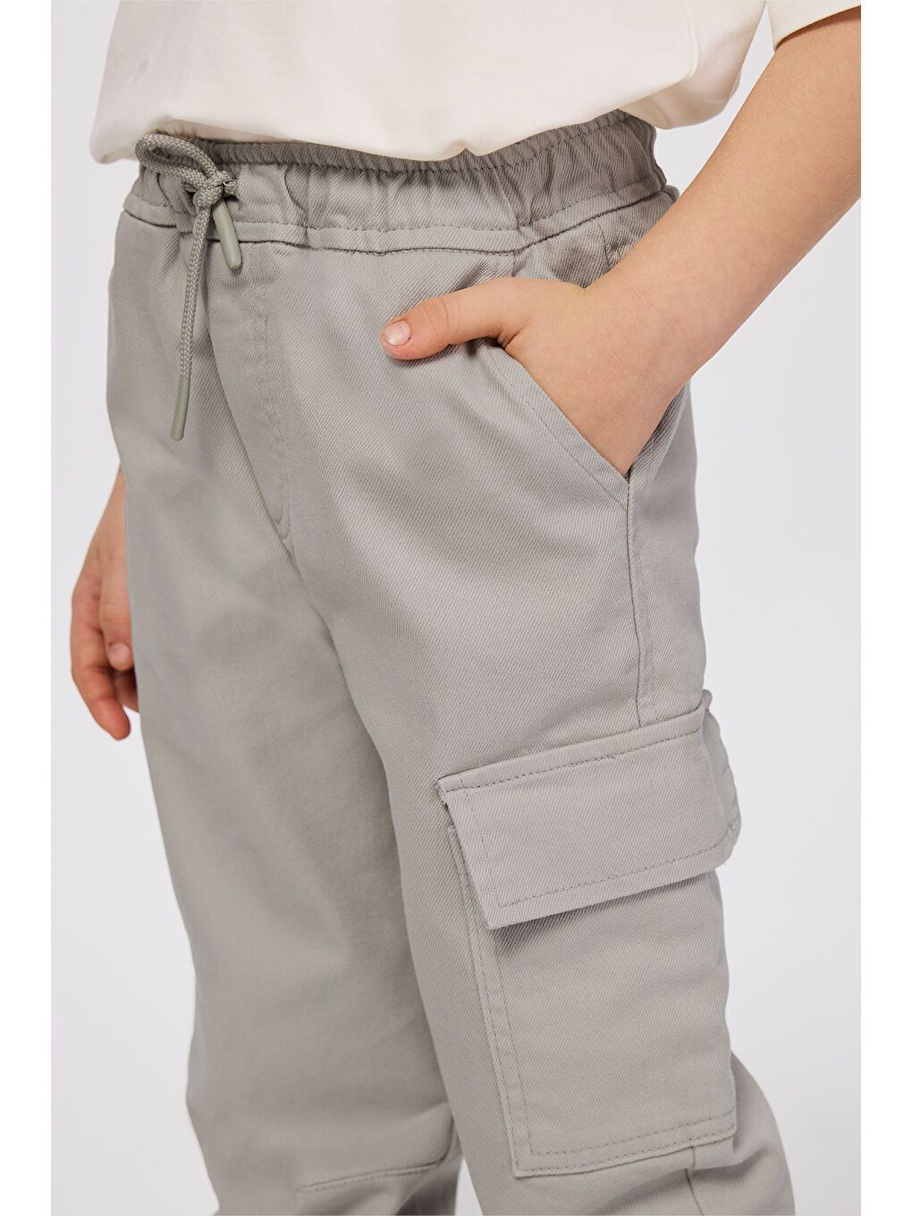 Bej Erkek Çocuk Beli Lastikli Taş Pantolon-1