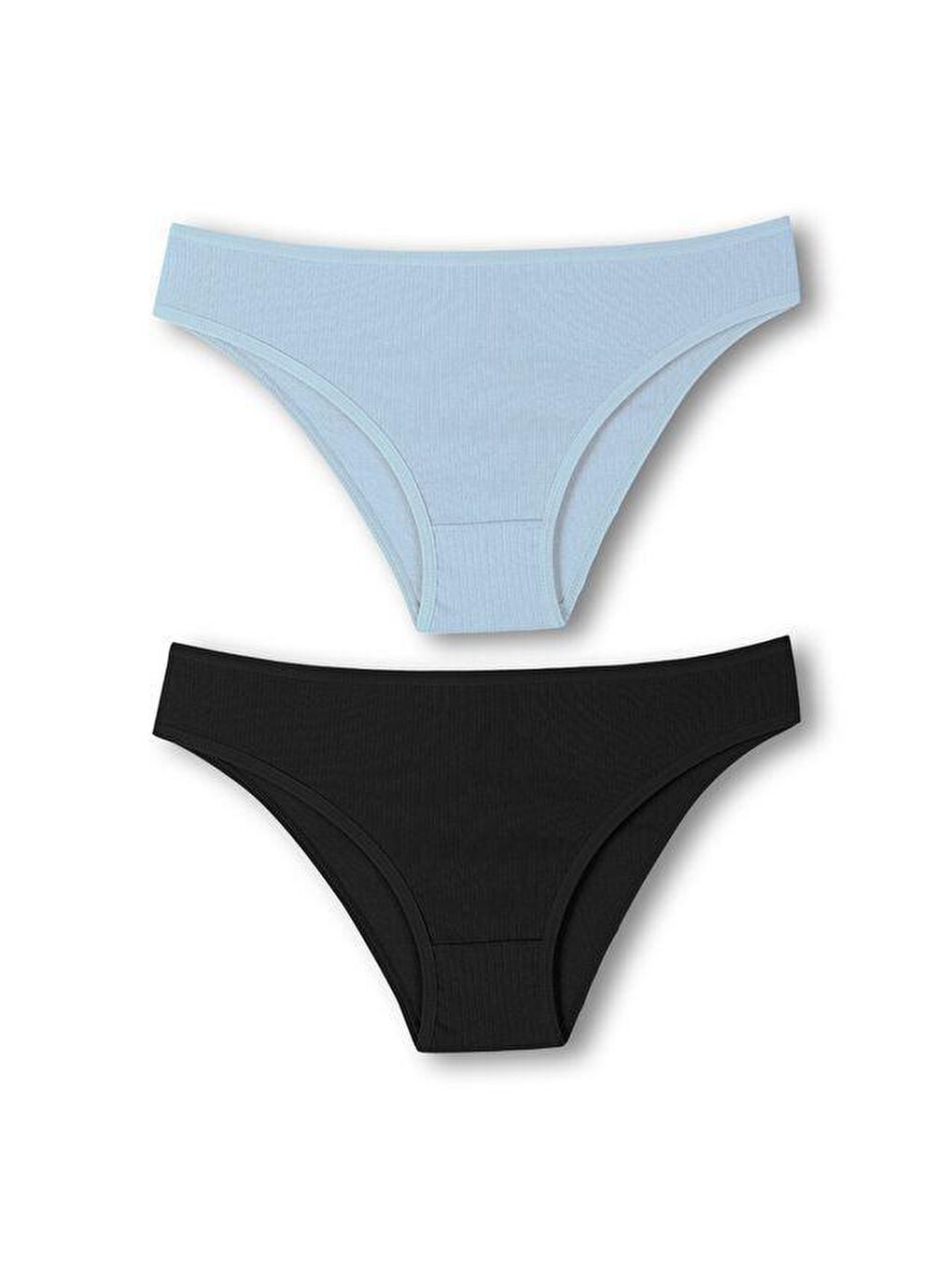 Siyah Pamuklu Fitilli Dokulu Slip Kadın Külot 2'li