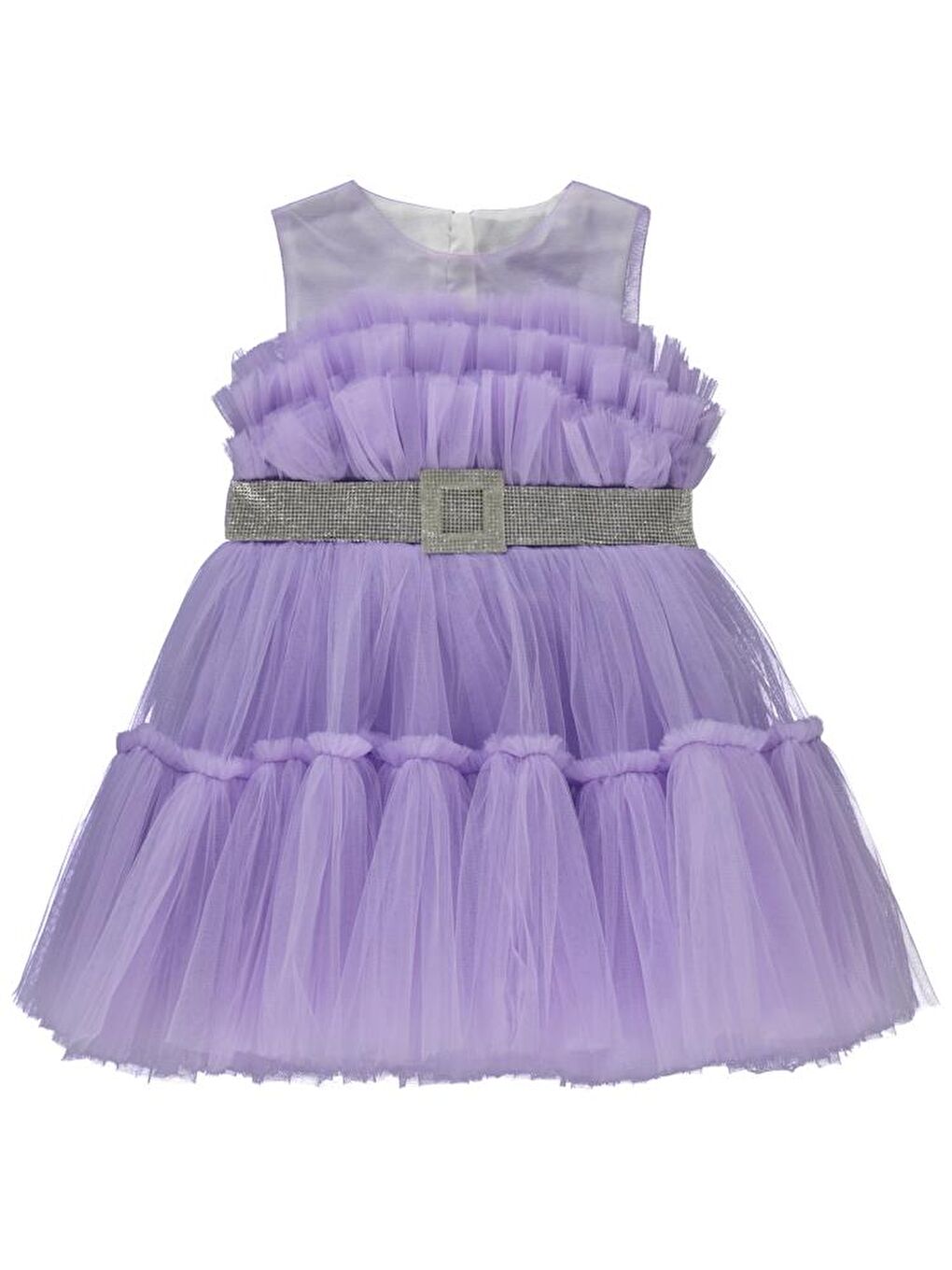 Girls Gümüş Tokalı 2-5 Yaş Abiye - Lila 5-6 Yaş-1