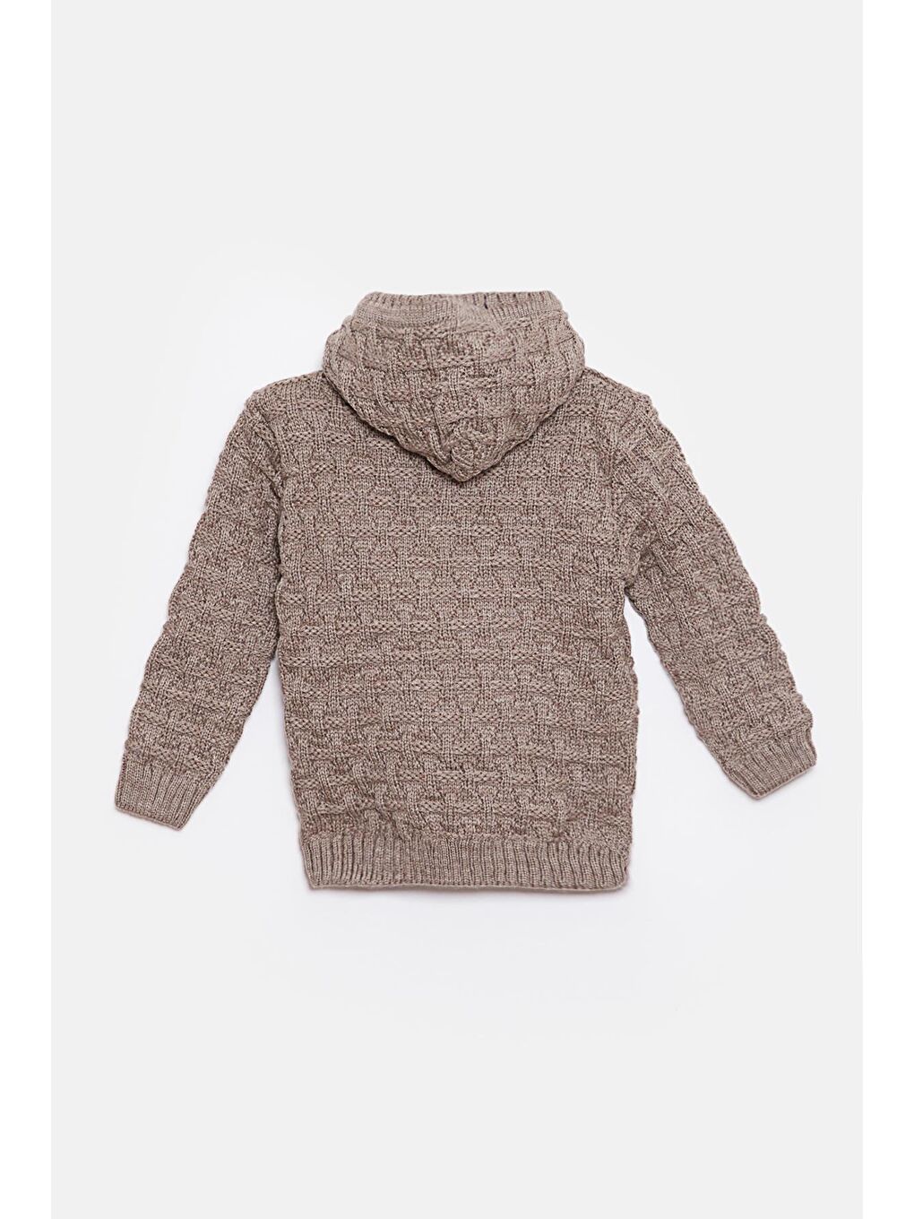 Kahverengi Kürk Detaylı Triko Erkek Bebek Hırka-1