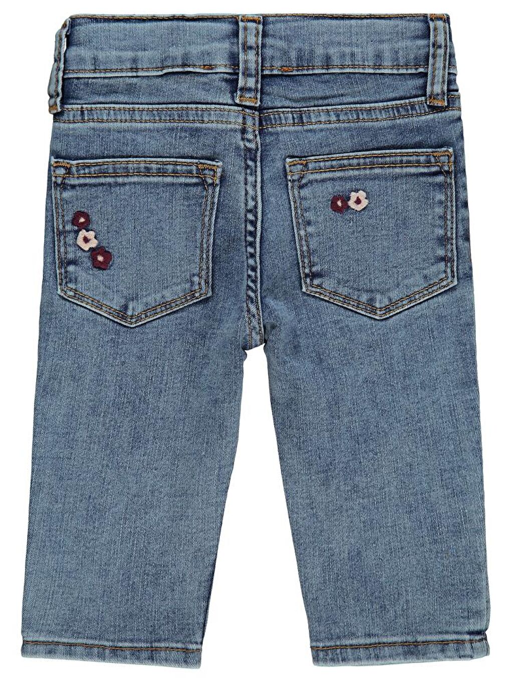 Baby Çiçek Nakışlı Straight 6-18 Ay Pantolon - Mavi 9-12 Ay