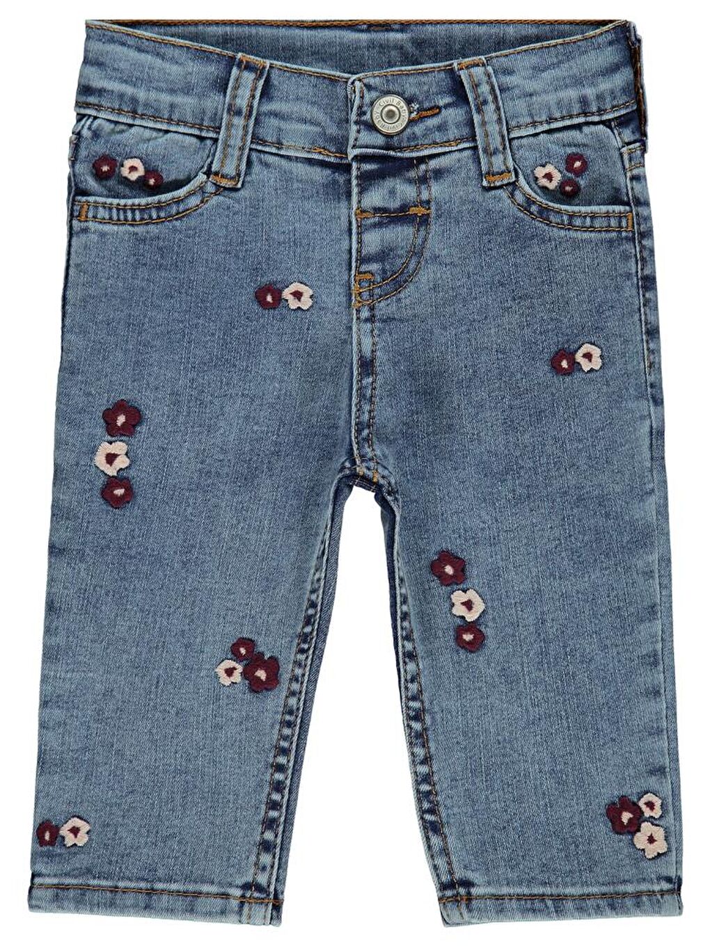 Baby Çiçek Nakışlı Straight 6-18 Ay Pantolon - Mavi 9-12 Ay-1