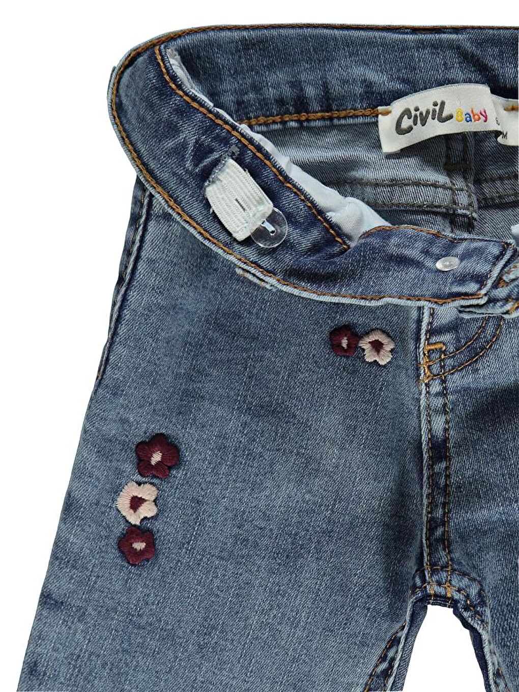 Baby Çiçek Nakışlı Straight 6-18 Ay Pantolon - Mavi 9-12 Ay-2