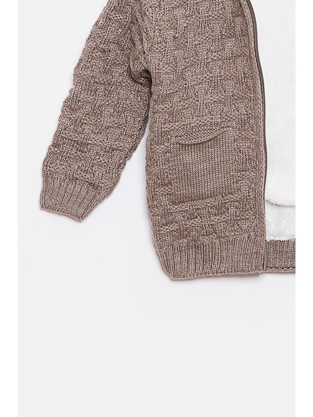 Kahverengi Kürk Detaylı Triko Erkek Bebek Hırka-2