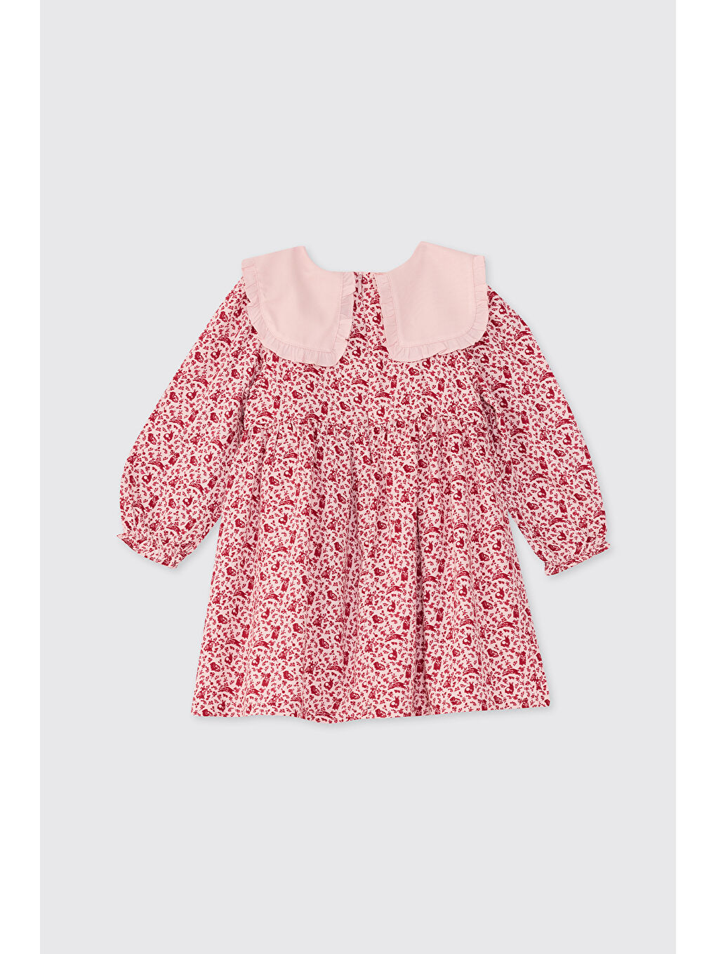 Kız Bebek Çiçek Desenli Pembe Elbise-2