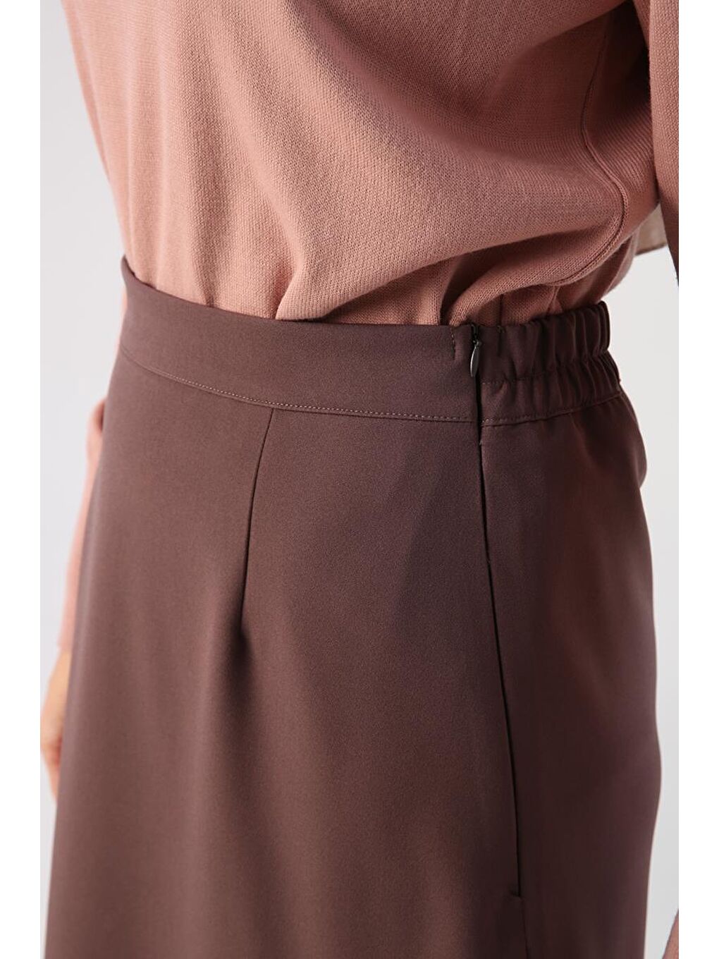 Bej Vizon Beli Lastikli Kalem Etek-4