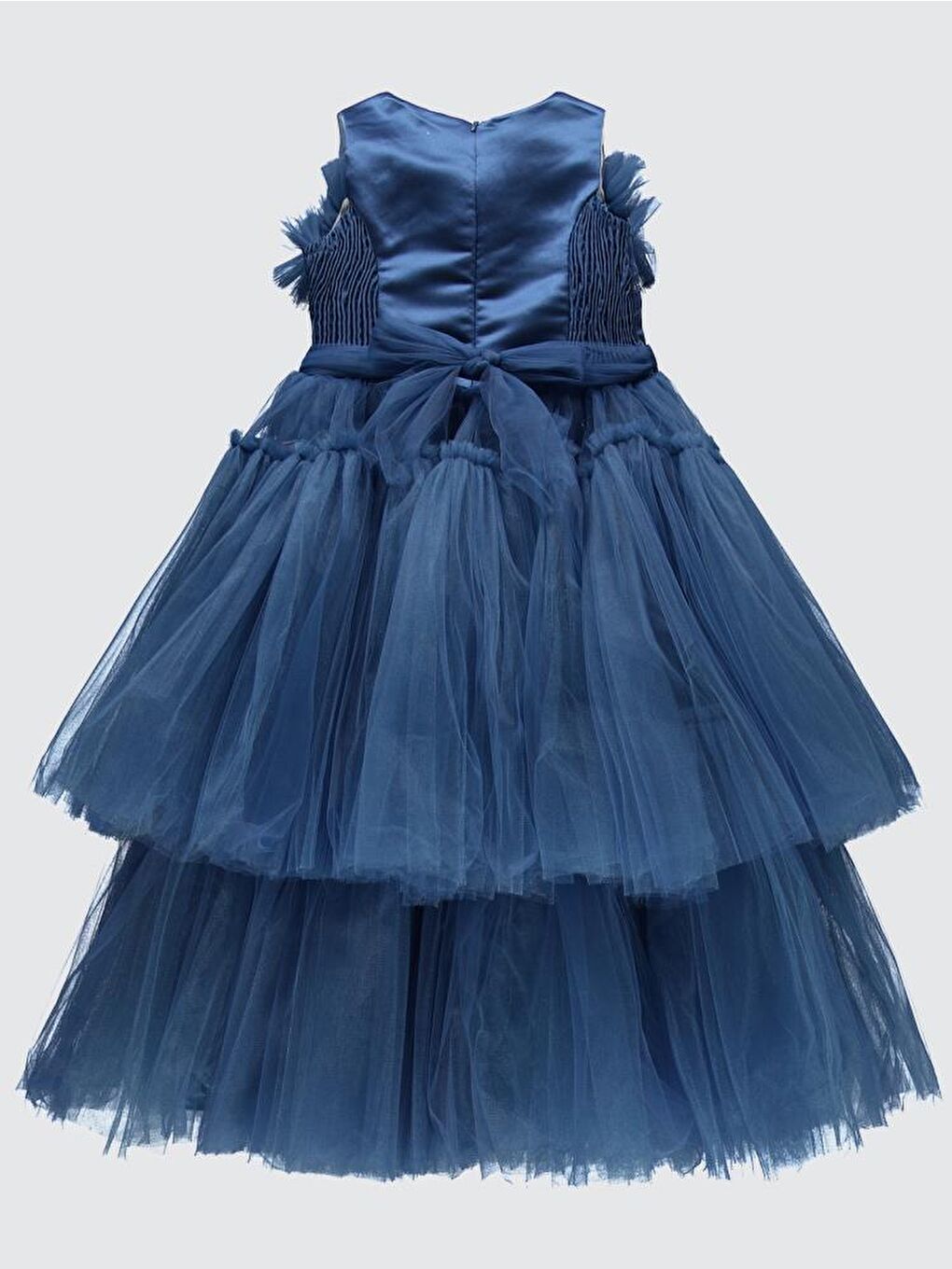 Girls Robası Büzgülü 6-14 Yaş Abiye - Mavi 6-7 Yaş