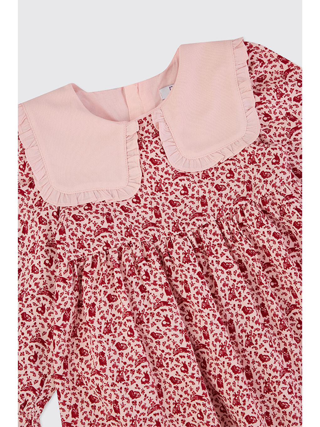 Kız Bebek Çiçek Desenli Pembe Elbise-3