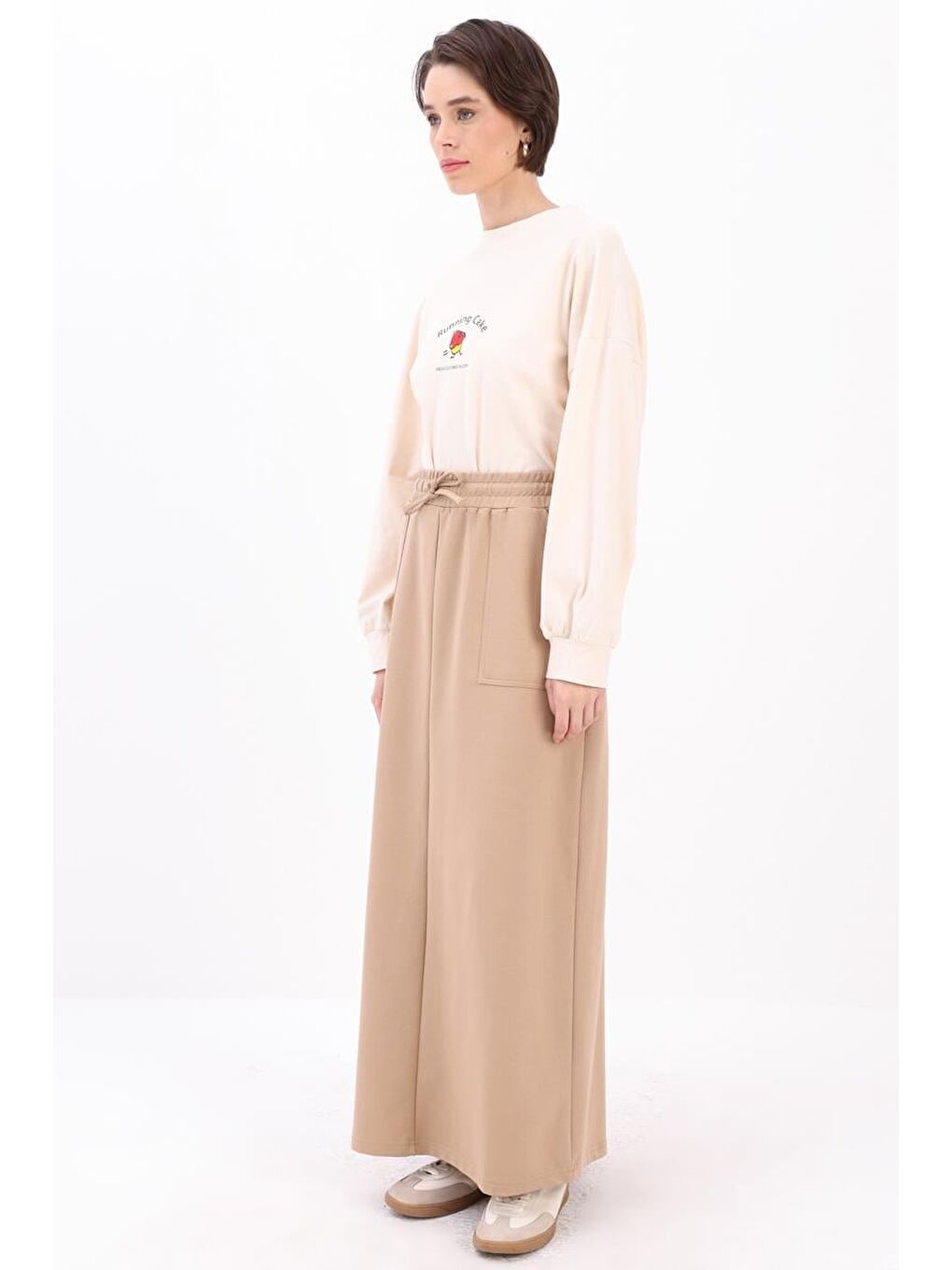 Bej İki Cepli Etek-2