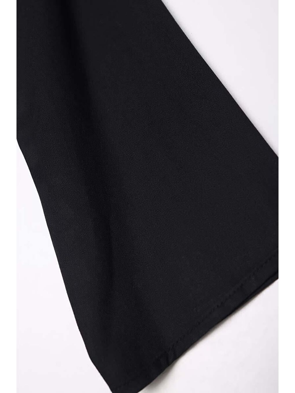 Siyah Pileli Viskon Elbise-5