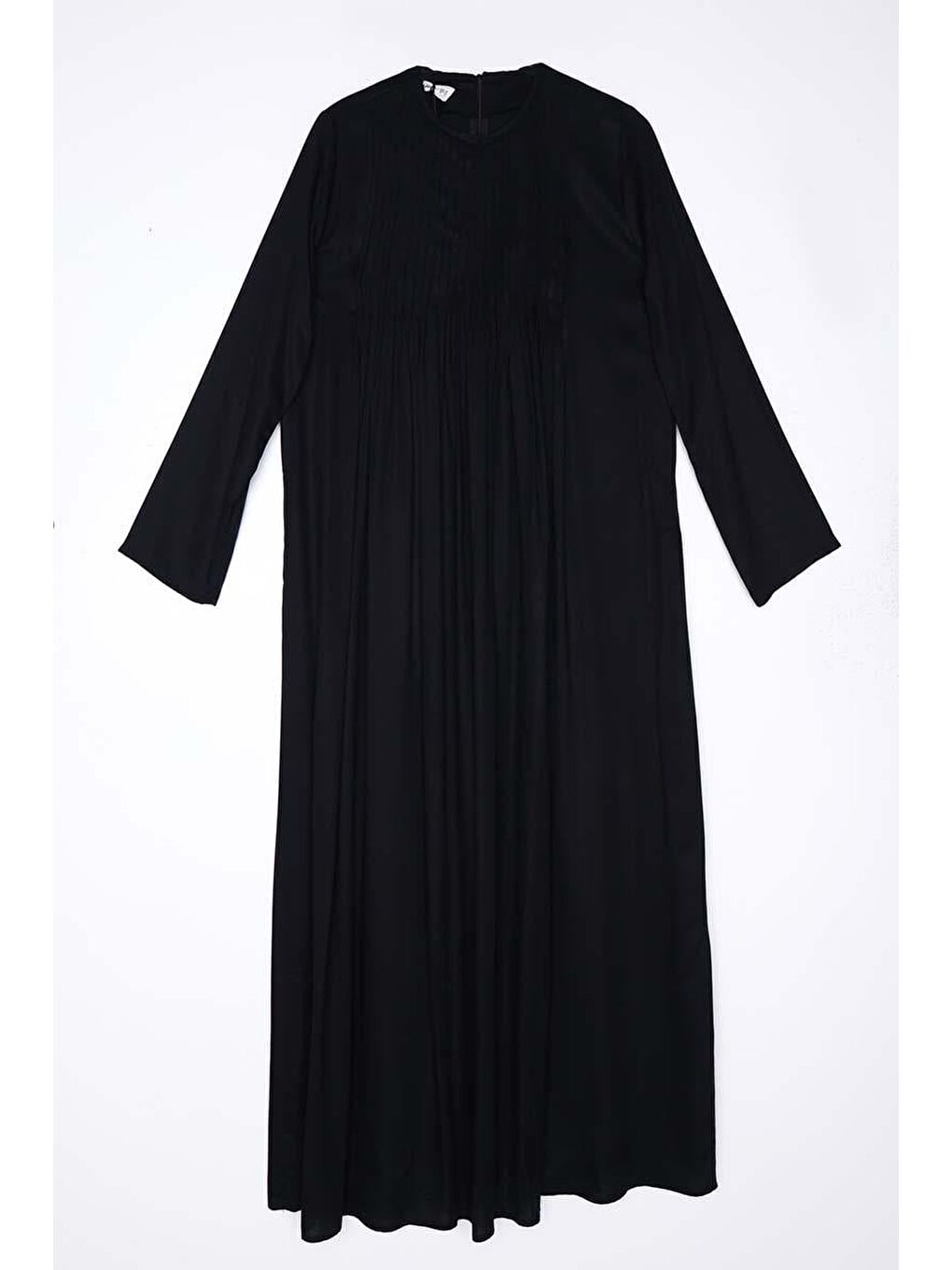 Siyah Pileli Viskon Elbise-6