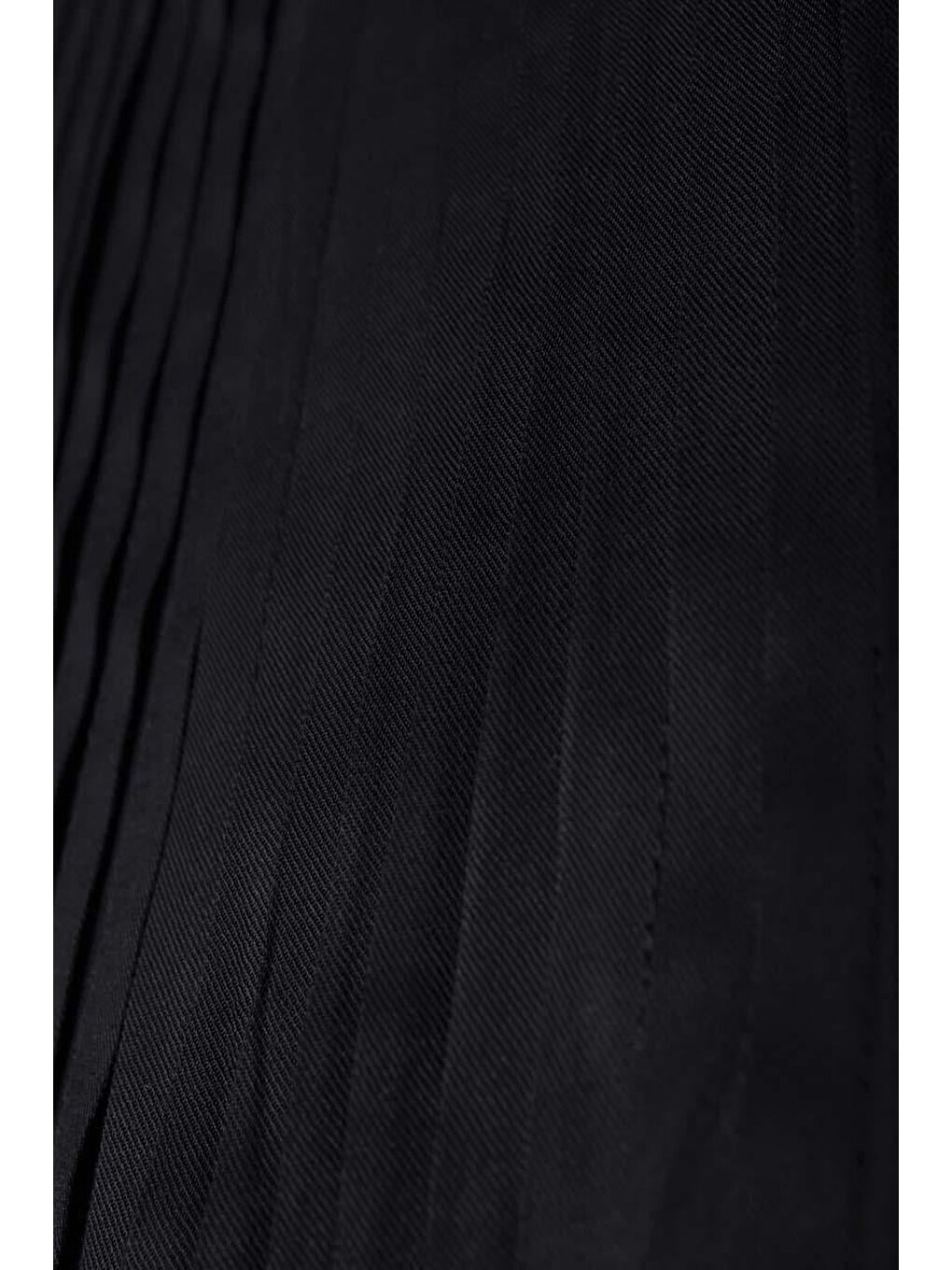 Siyah Pileli Viskon Elbise-7