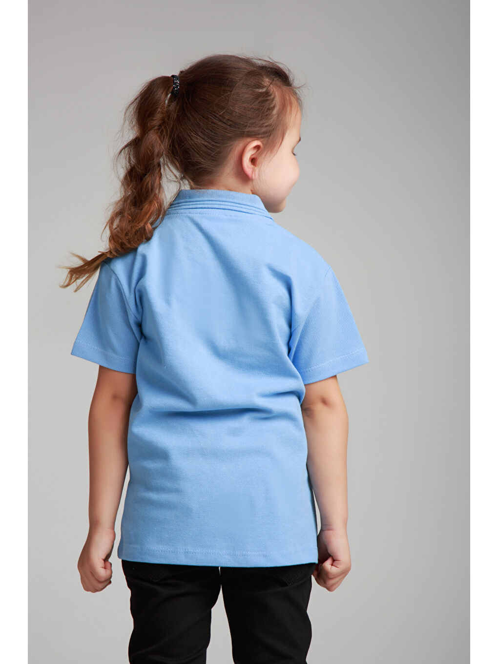 ajn Açık Mavi Kids Polo Yaka Basic Kısa Kollu Kız Çocuk Tişört - 3