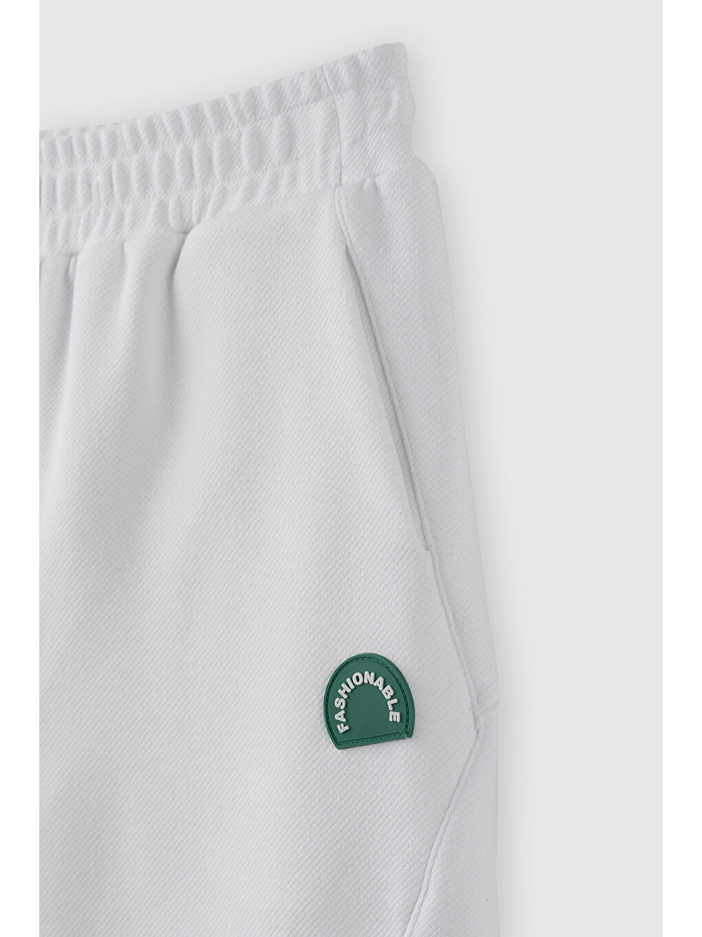 Erkek Çocuk Beli Lastikli Örme Ekru Şort-5