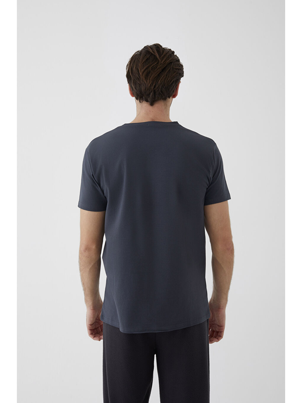 Gri Erkek Pamuklu V Yaka Kısa Kollu Tişört 2 Adet - S000324311-33408 |-3