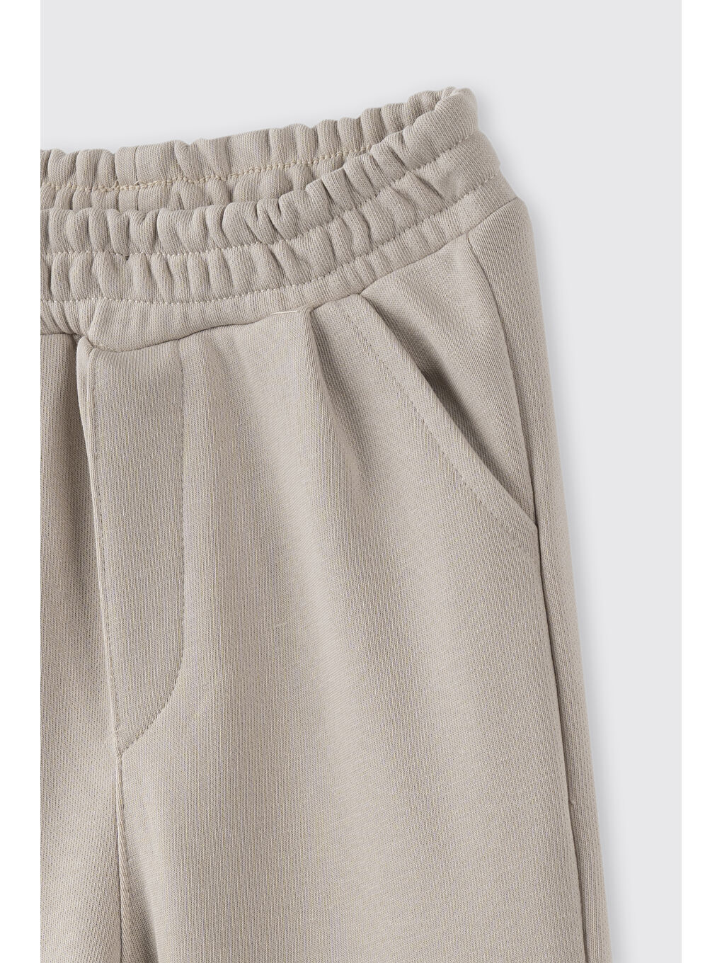 Bej Erkek Bebek Beli Lastikli Örme Taş Pantolon-1