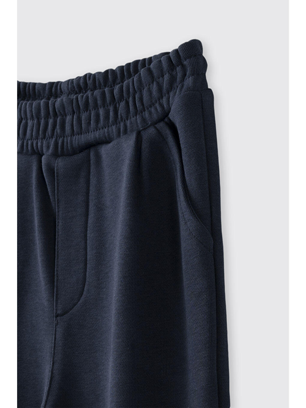 Erkek Bebek Beli Lastikli Örme Lacivert Pantolon-1