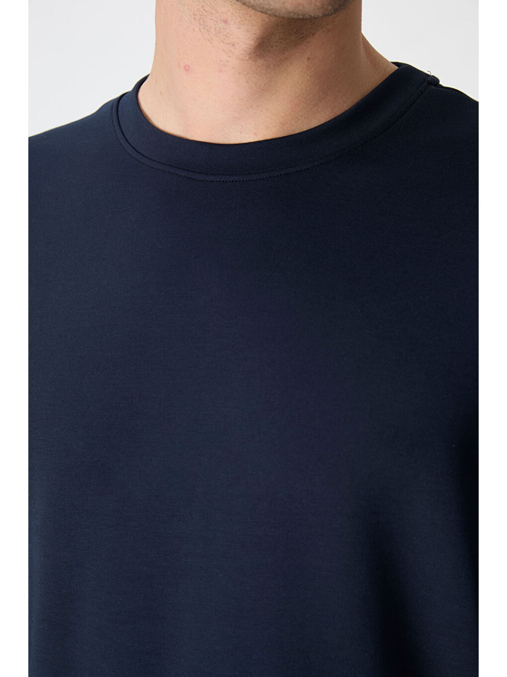 Lacivert Basic Bisiklet Yaka Rahat Form Erkek Sweatshirt - 88053-3