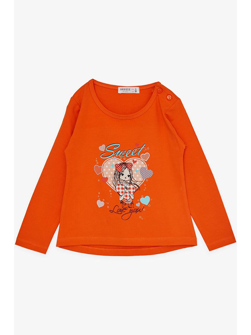 Kız Bebek Taytlı Takım Sevimli Kız Baskılı Kalpli Turuncu (2 Yaş)-2