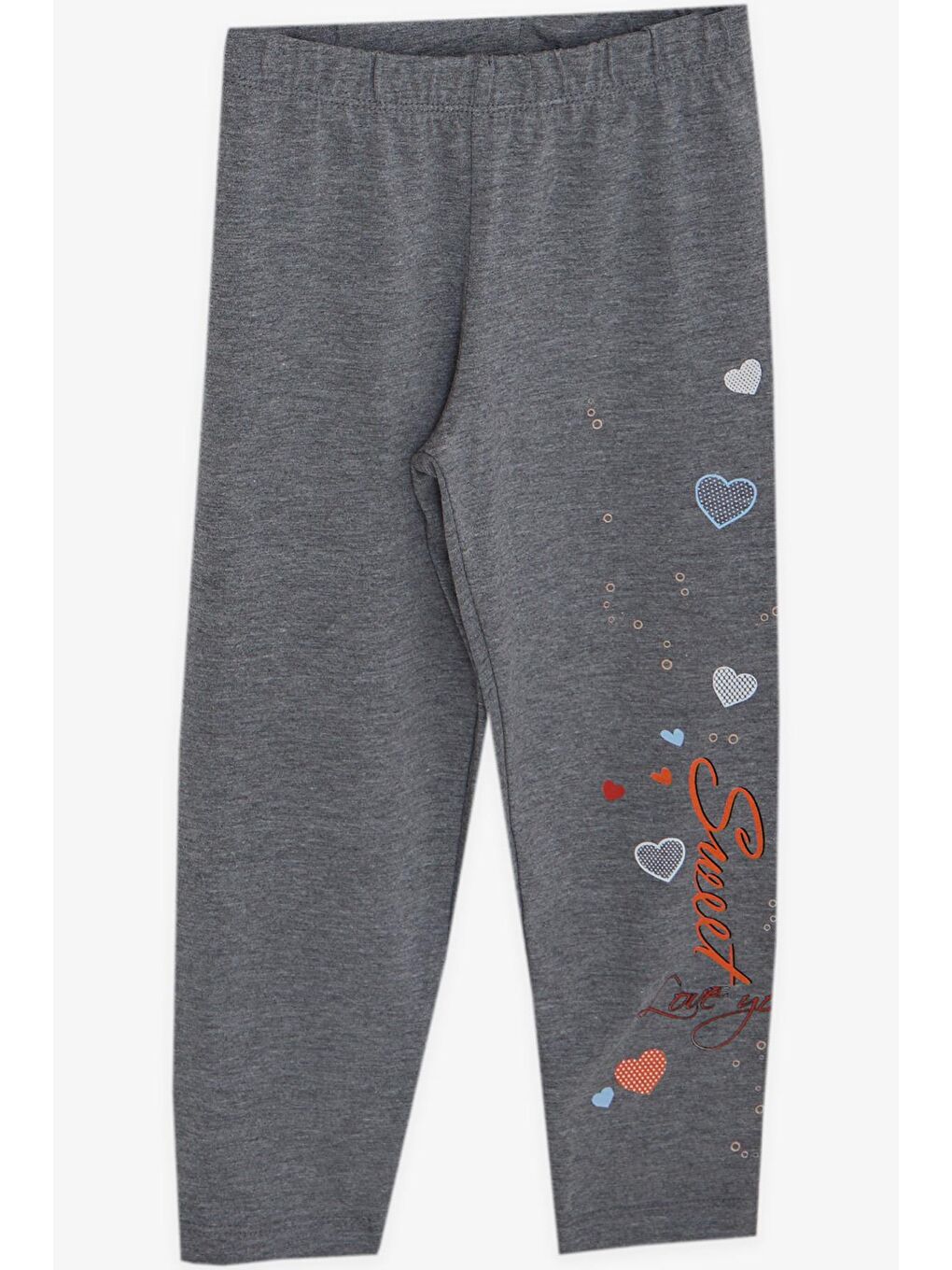 Kız Bebek Taytlı Takım Sevimli Kız Baskılı Kalpli Turuncu (2 Yaş)-3