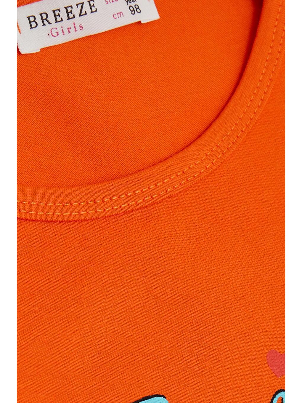 Kız Bebek Taytlı Takım Sevimli Kız Baskılı Kalpli Turuncu (2 Yaş)-4